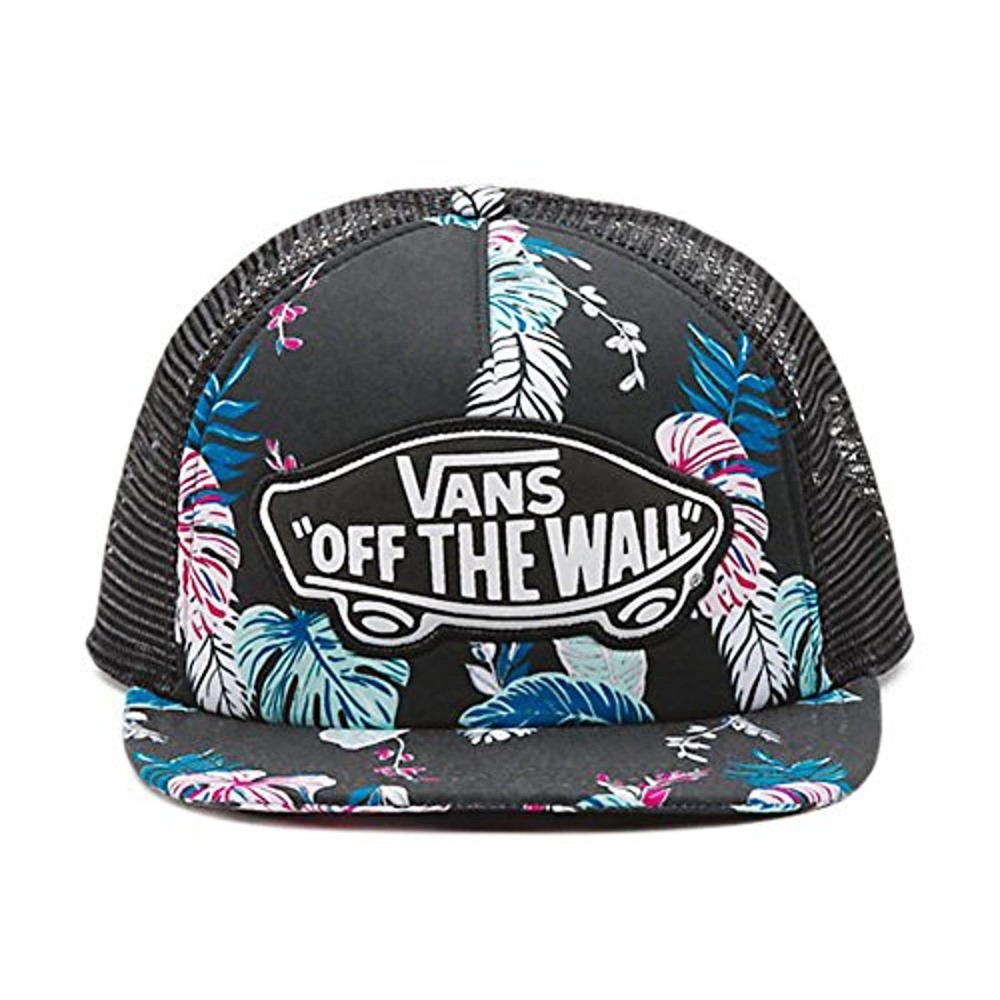 Vans Off The Wall Women's X US Open Leila Hurst Trucker Hat Cap in Black Floral